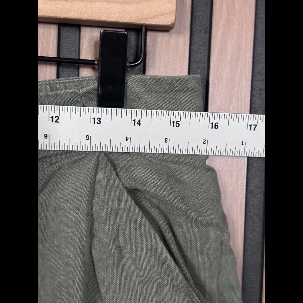 Wilfred Trousers 10 / 32 Womens Sage Green Chambray Linen Cropped Pleated Pants